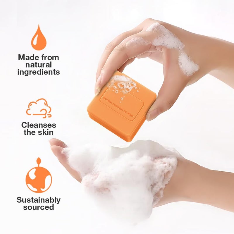 يوميز دايري صابون إيمي دايري البرتقالي، صابون طبيعي نباتي مصنوع يدويًا للوجه والجسم، مع زيوت عطرية فاخرة، ترطيب غني وتنظيف لطيف للنساء، عبوتان - Image 3